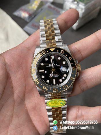 Clean Factory GMT Master II 126713GRNR Oystersteel and Yellow Gold Black and Grey Bezel Black Dial Jubilee Bracelet DD3285 Movement 01