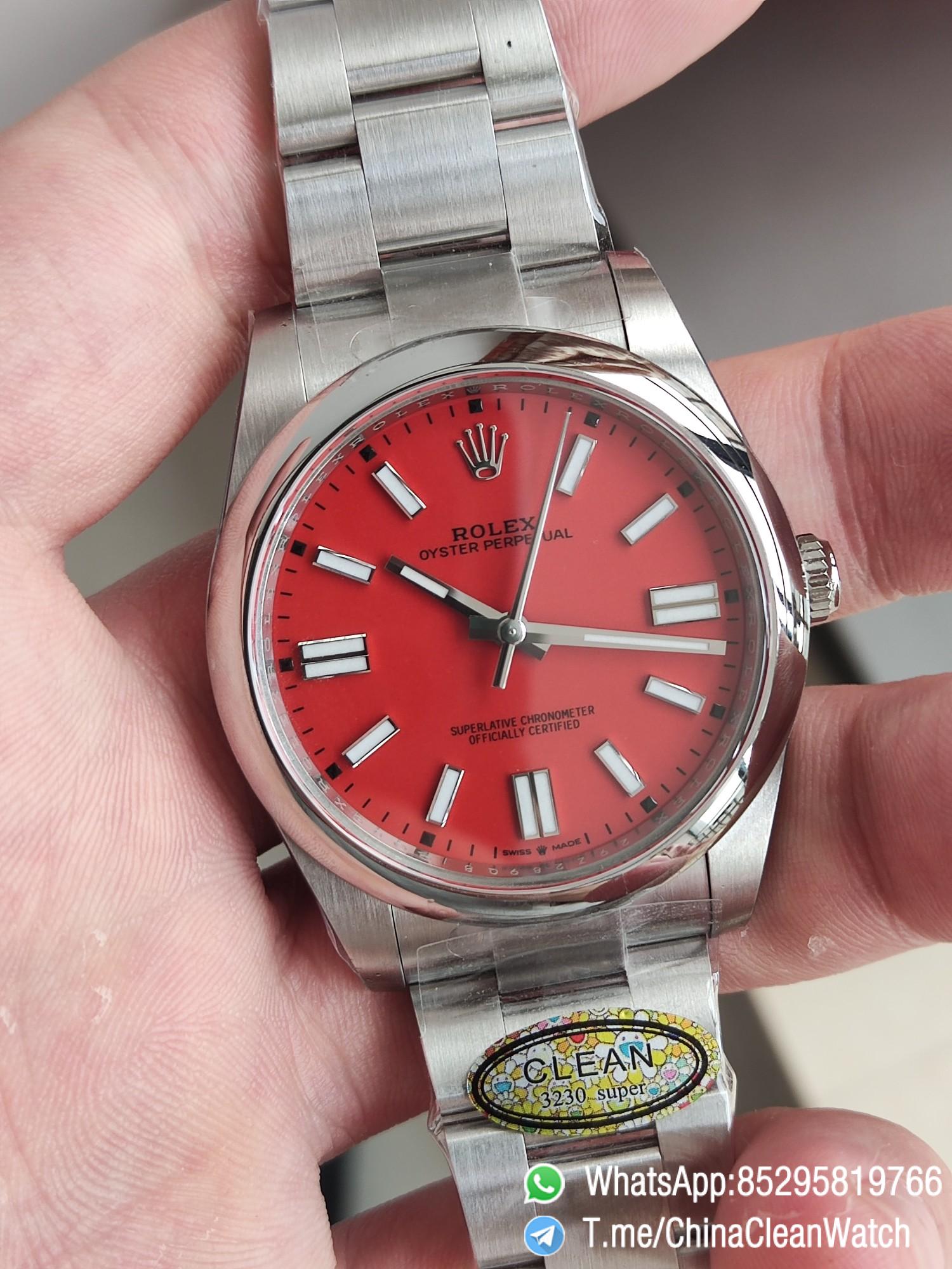 Clean Factory Watches Rolex Oyster Perpetual CF OP 124300 41mm 904L Stainless Steel Red Dial VR3230 02 Clean Factory Watches Rolex Oyster Perpetual CF OP 124300 41mm 904L Stainless Steel Red Dial VR3230 02