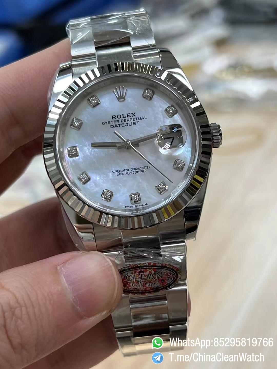 Clean Factory Rolex Datejust 41 m126334 0019 White MOP Dial with Diamonds Markers Oyster Bracelet 02 Clean Factory Rolex Datejust 41 m126334 0019 White MOP Dial with Diamonds Markers Oyster Bracelet 02