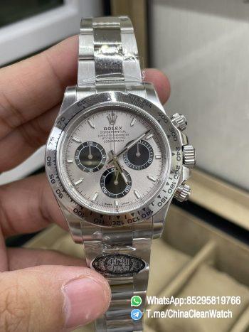 Clean Factory Daytona 126509 18K White Gold Plated on Case Bracelet Grey Dial with Black Sub Dial SH4131 Movement 01