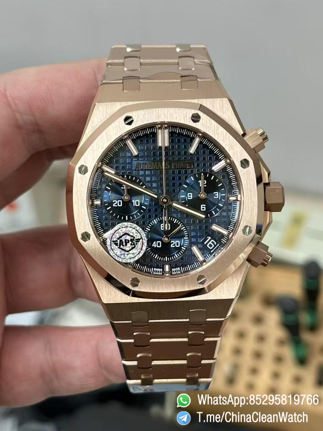 APS Factory SuperClone AP Royal Oak Chrono 26240 Blue Dial Rose Gold Super Clone 4401 Movement 02 APS Factory SuperClone AP Royal Oak Chrono 26240 Blue Dial Rose Gold Super Clone 4401 Movement 02