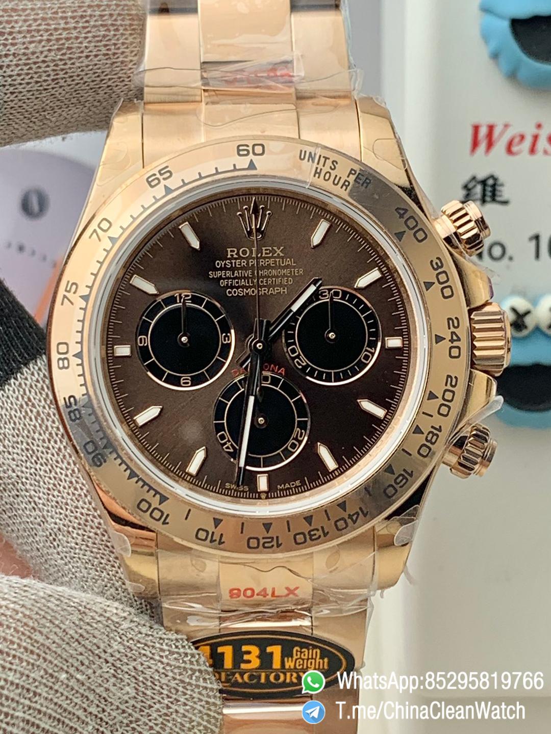Clean Factory Certified Store QF Gain Weight Daytona 126505 Chocolate Dial Black Chrono Sub Dial Rose Gold Case and Oyster Bracelet Blue Luminous Indexs DD4131 Movement 00 Clean Factory Certified Store QF Gain Weight Daytona 126505 Chocolate Dial Black Chrono Sub Dial Rose Gold Case and Oyster Bracelet Blue Luminous Indexs DD4131 Movement 00