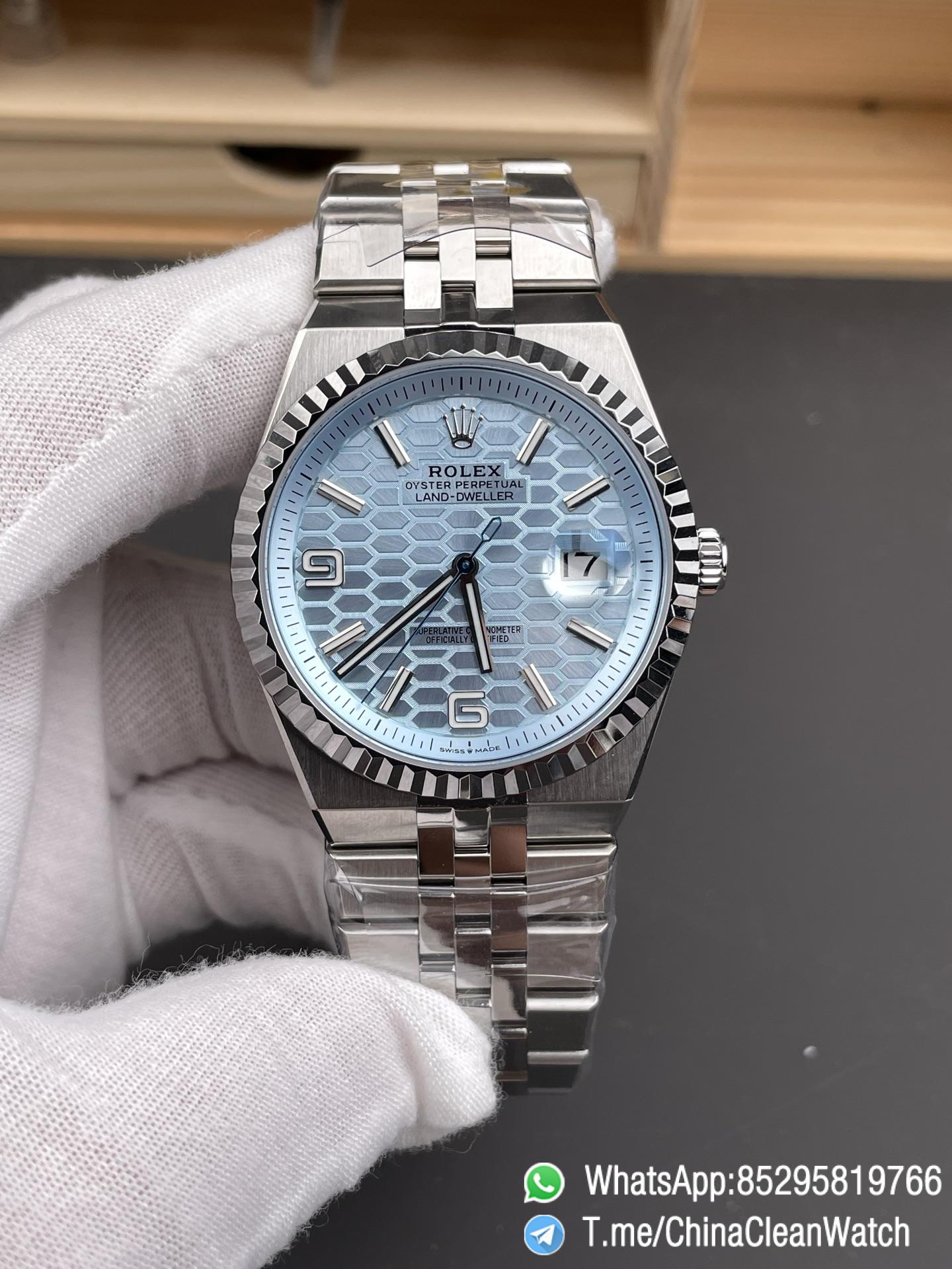 ESF Super Clone Land Dweller 127336 0001 Honeycomb Motif Blue Dial 40mm SuperClone 7135 Movement Jubilee Bracelet 01 ESF Super Clone Land Dweller 127336 0001 Honeycomb Motif Blue Dial 40mm SuperClone 7135 Movement Jubilee Bracelet 01